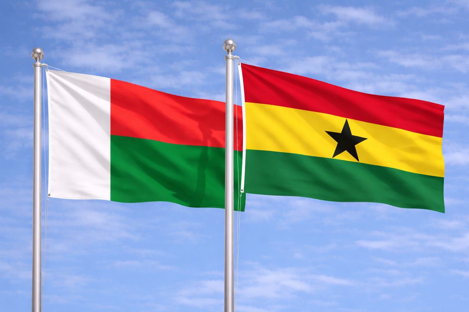 Madagascar Flag And Ghana Flag