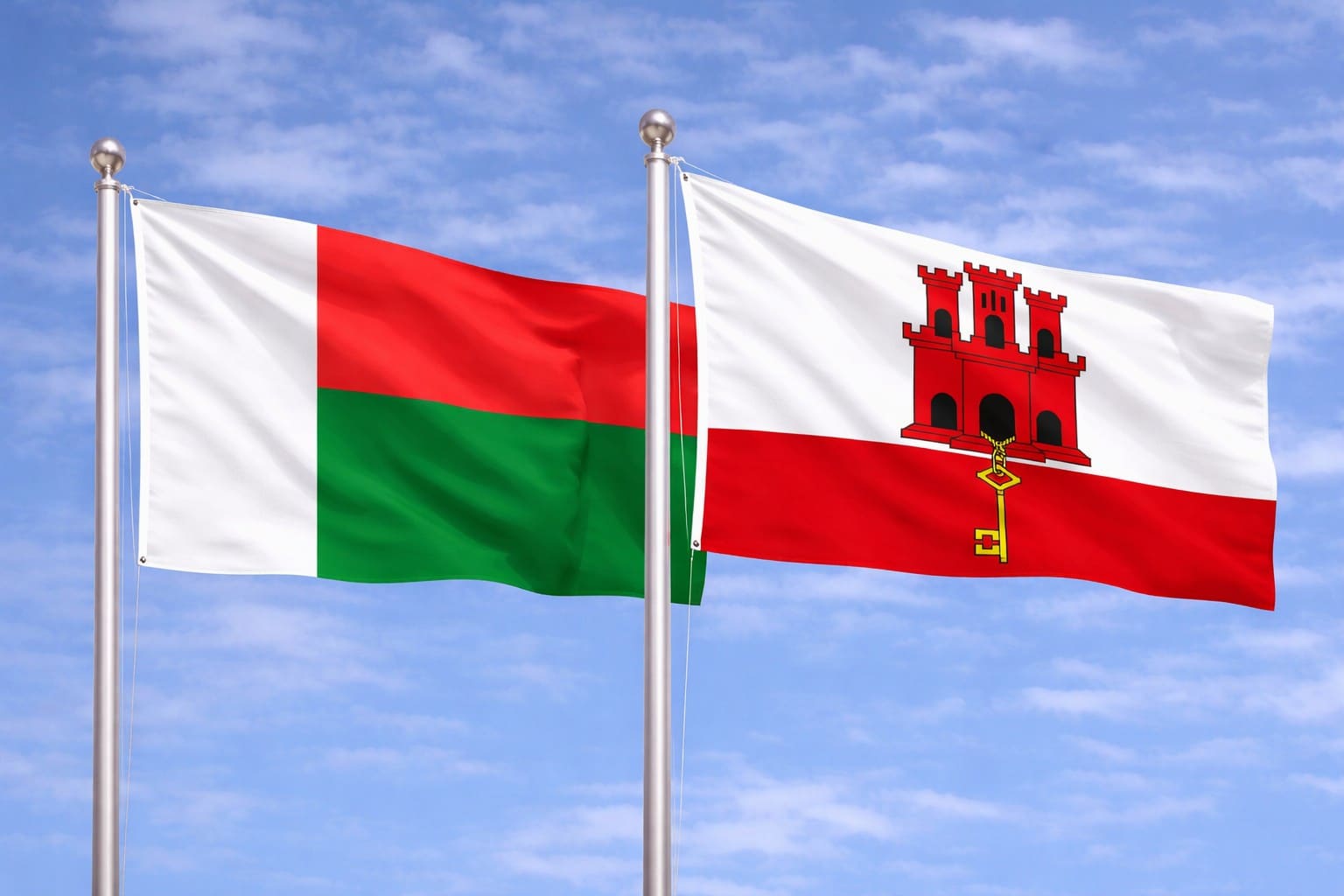 Madagascar Flag And Gibraltar Flag