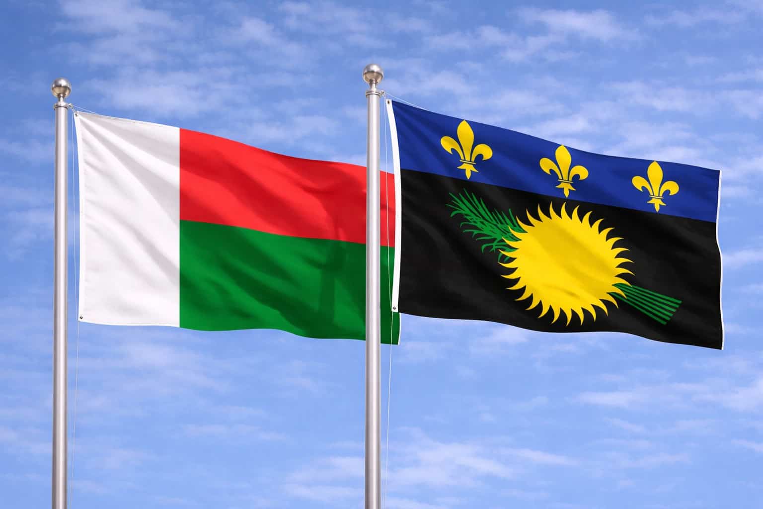 Madagascar Flag And Guadeloupe