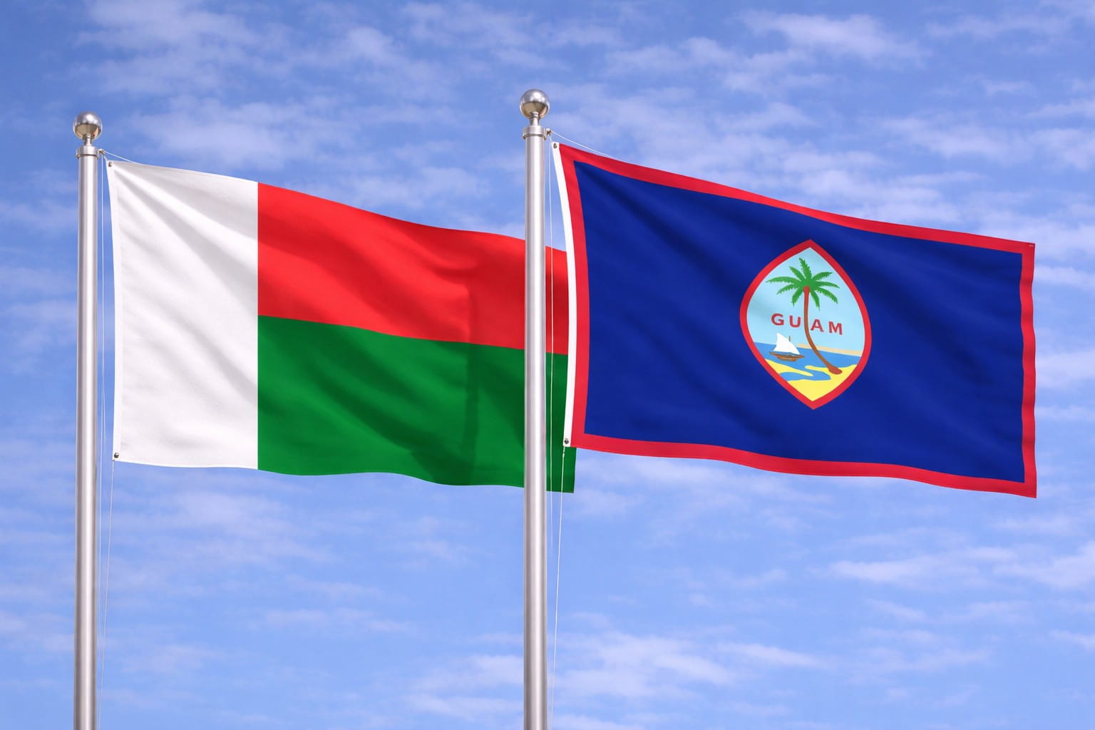 Madagascar Flag And Guam Flag