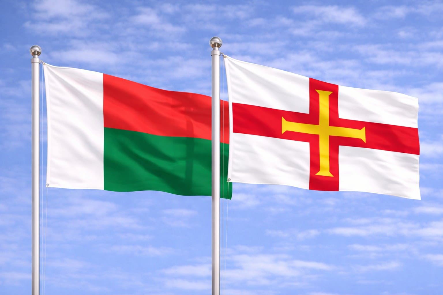 Madagascar Flag And Guernsey Flag