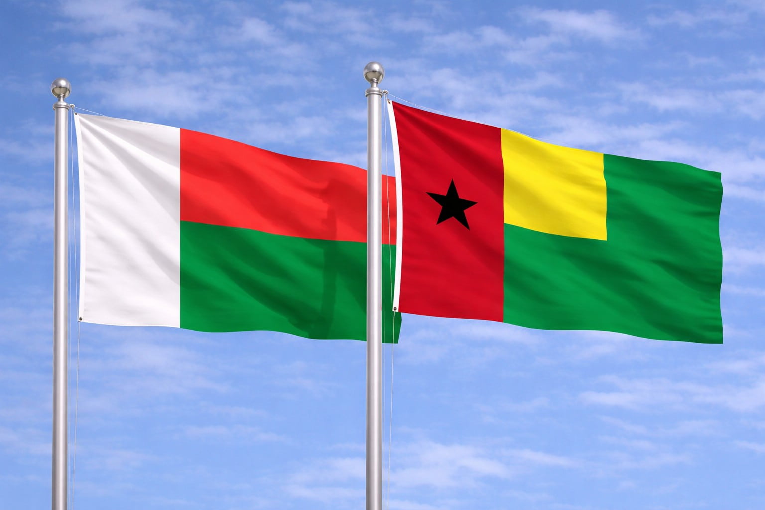 Madagascar Flag And Guinea Bissau Flag