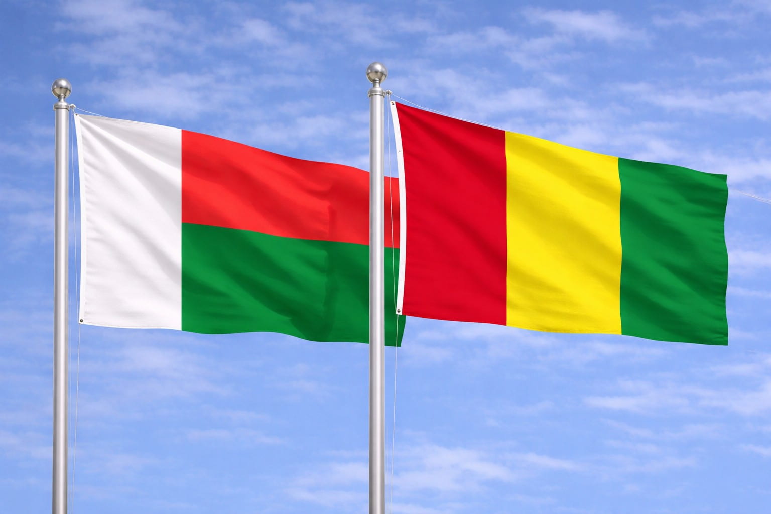 Madagascar Flag And Guinea Flag
