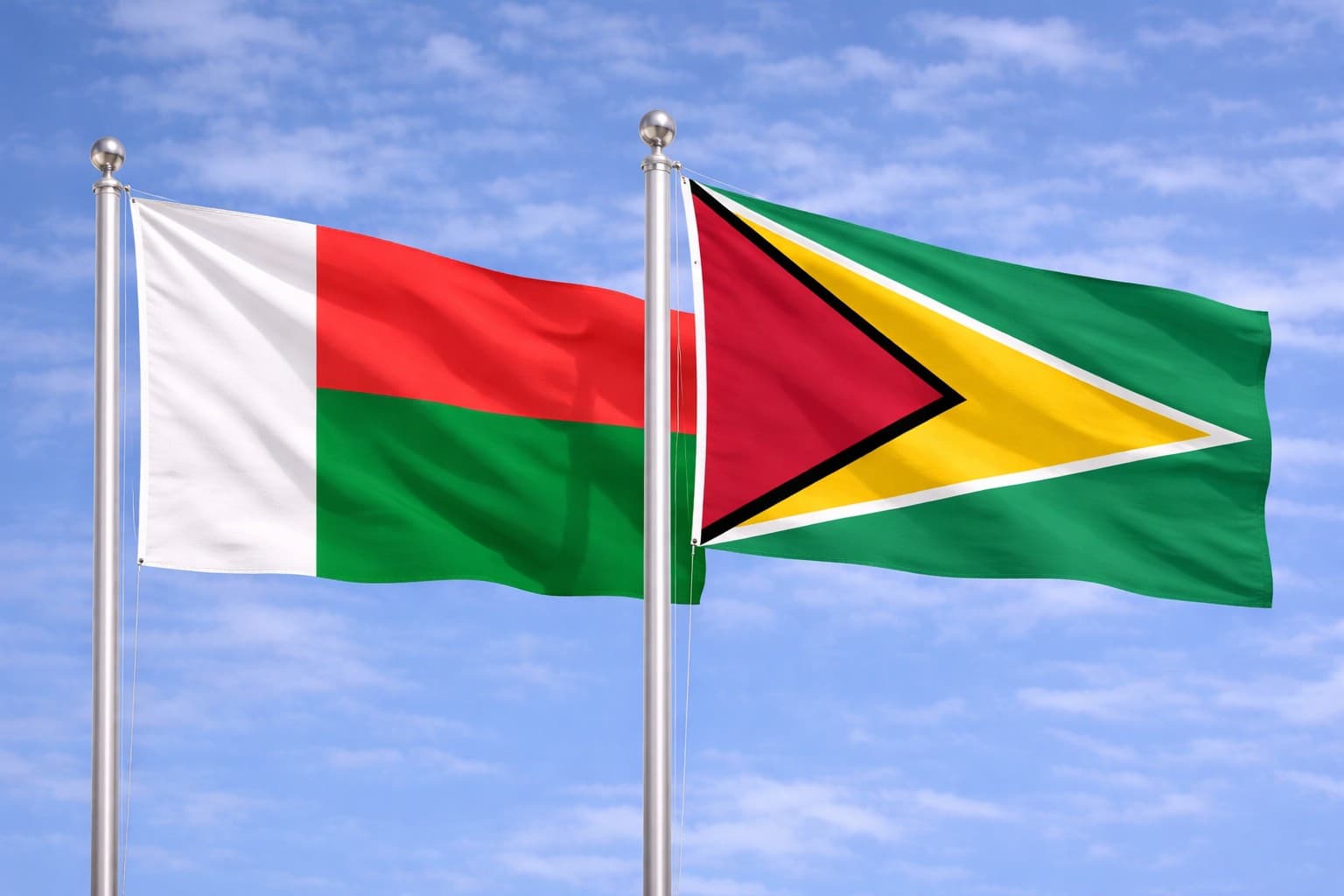 Madagascar Flag And Guyana