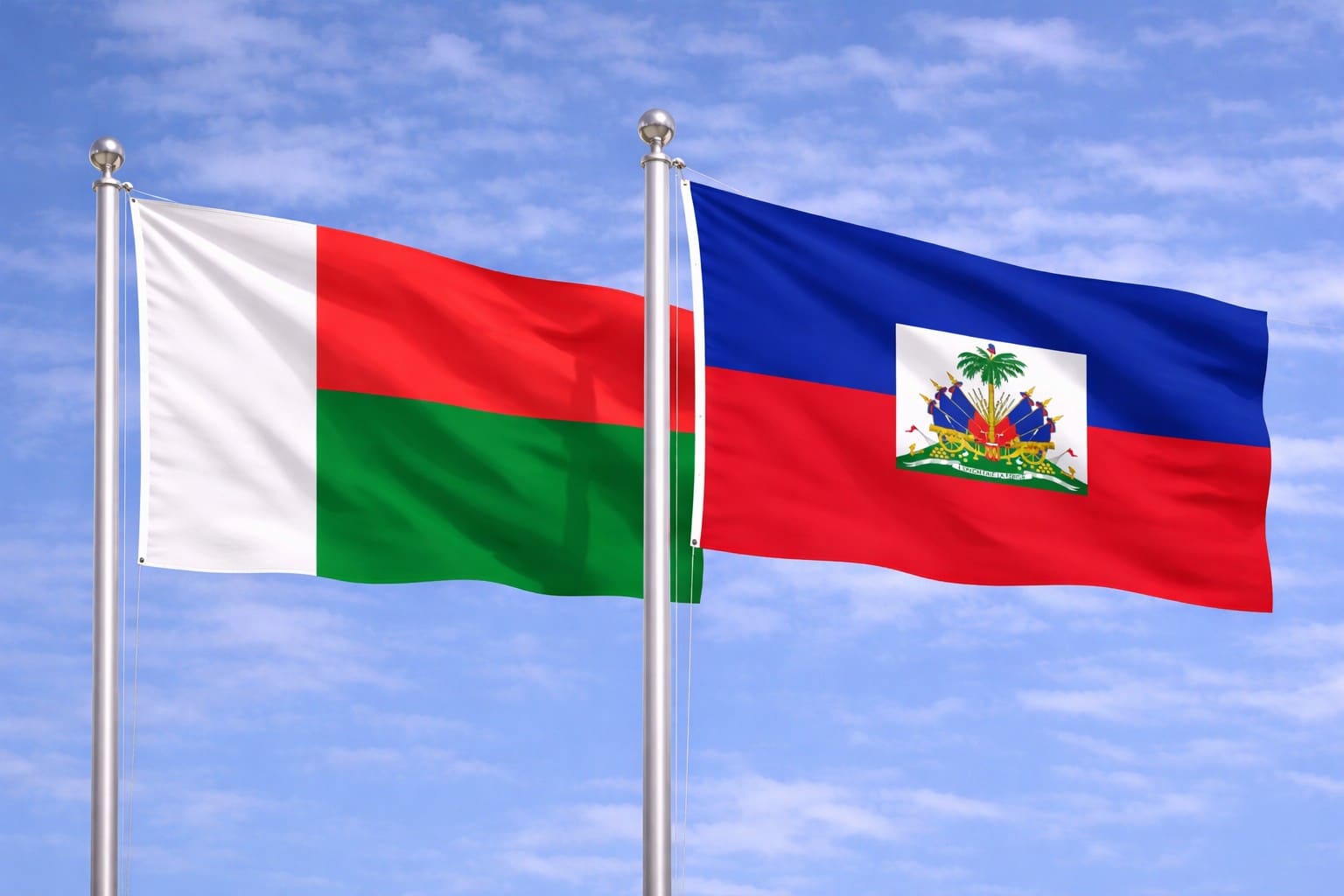 Madagascar Flag And Haiti Flag