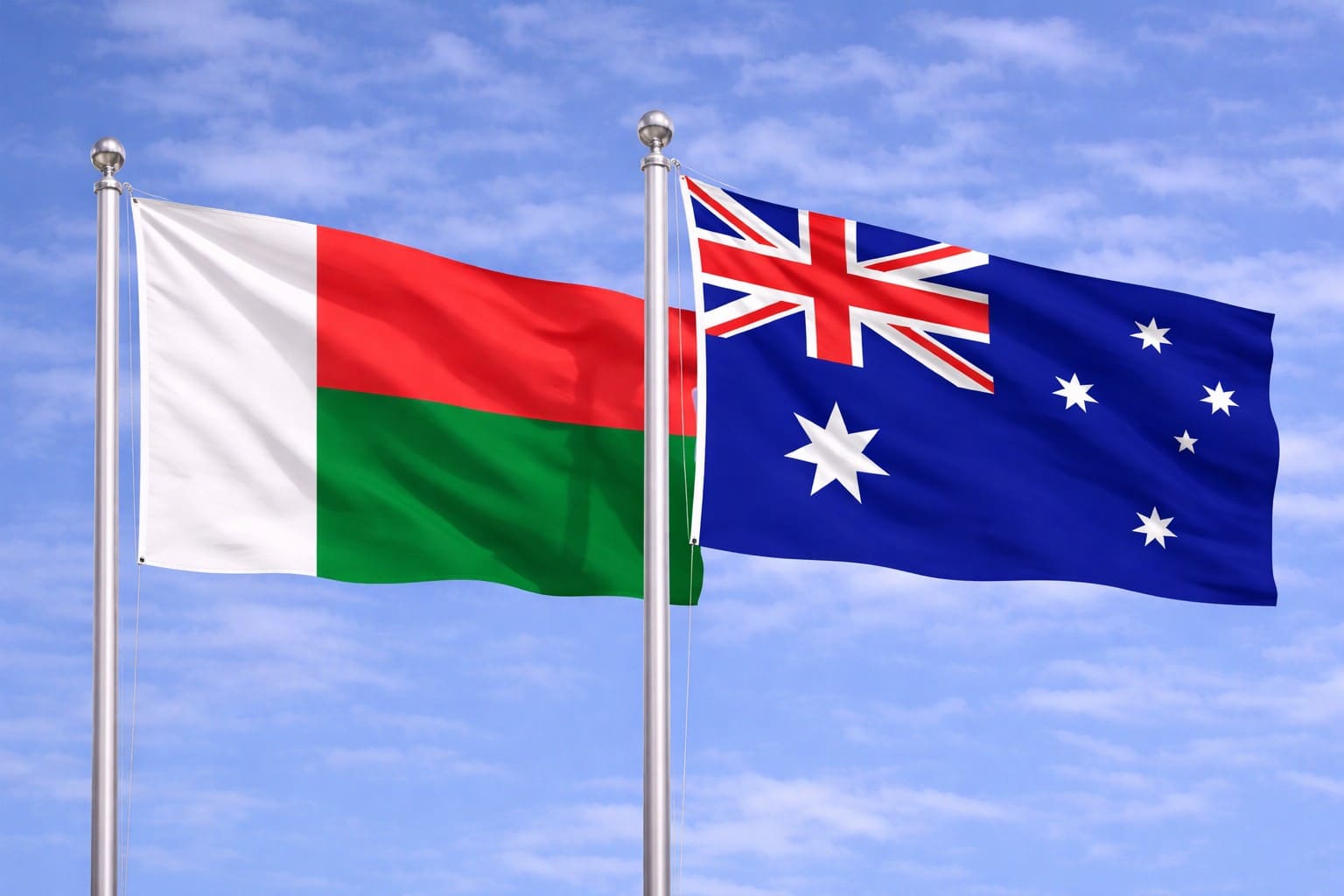 Madagascar Flag And Heard Island And Mcdonald Islands Flag