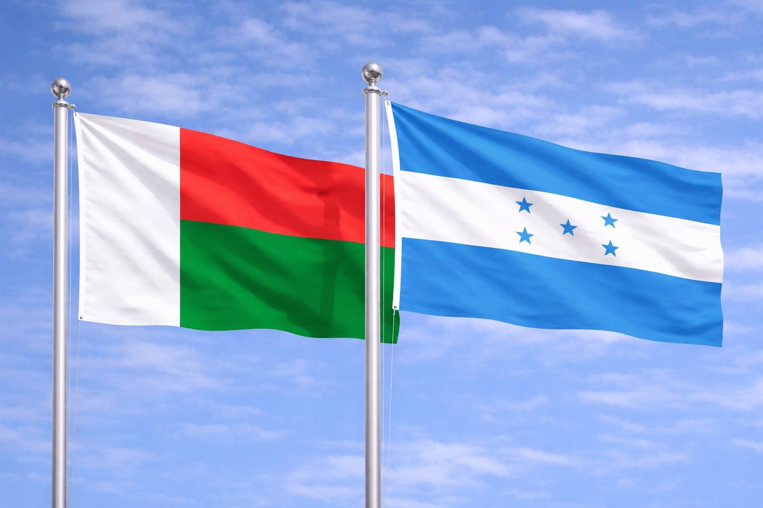 Madagascar Flag And Honduras Flag