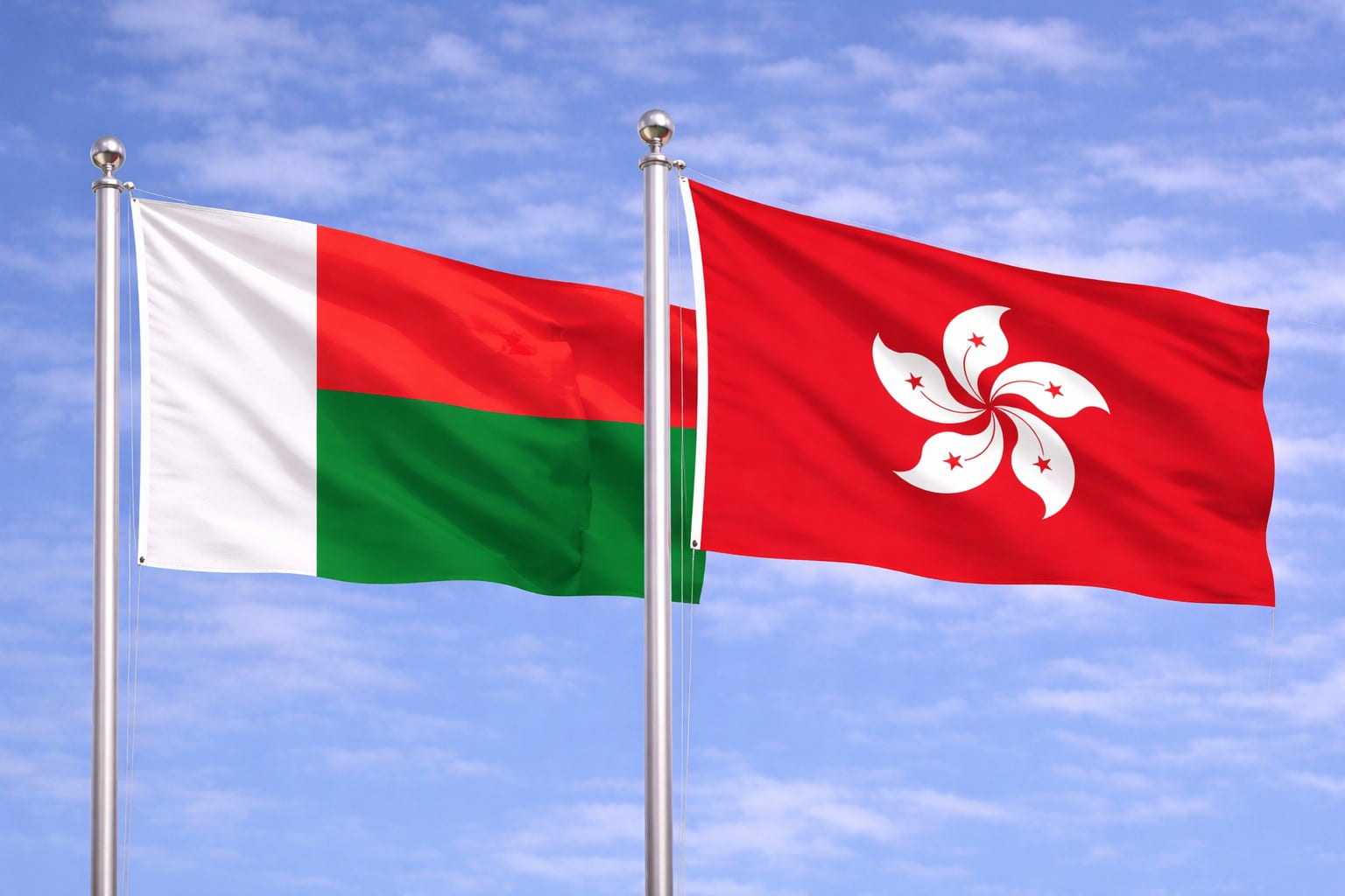 Madagascar Flag And Hongkong Flag