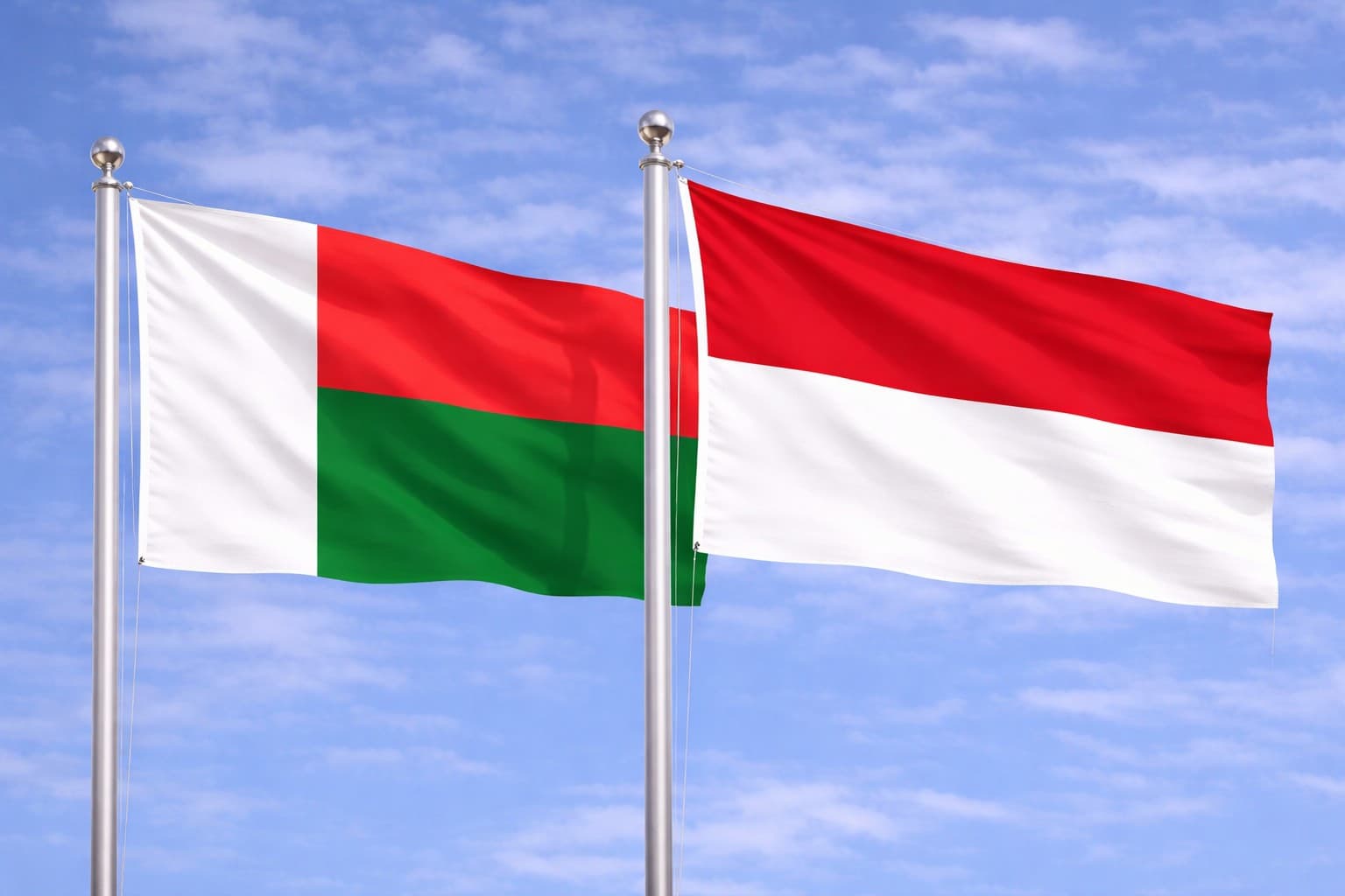 Madagascar Flag And Indonesia Flag