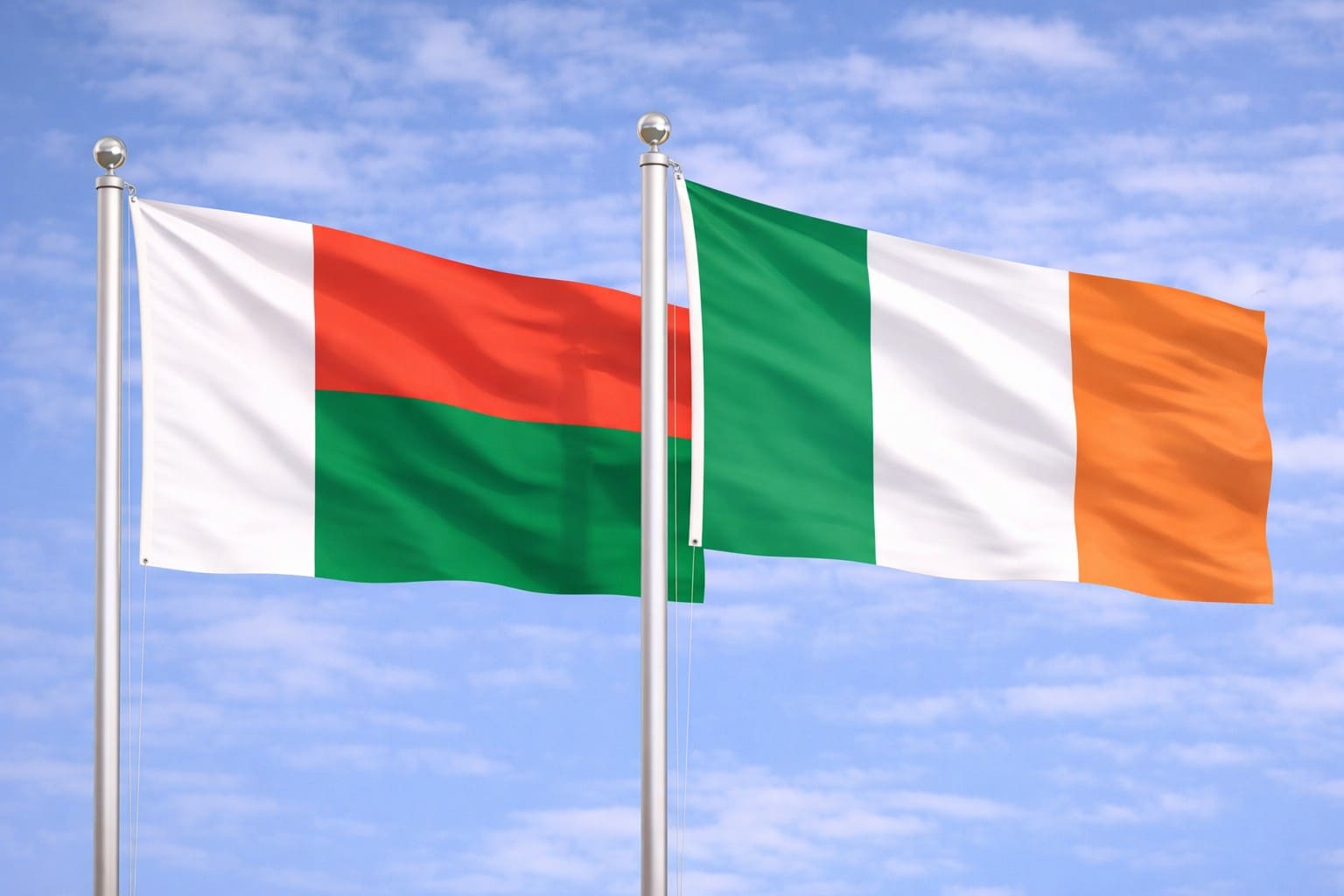 Madagascar Flag And Ireland Flag