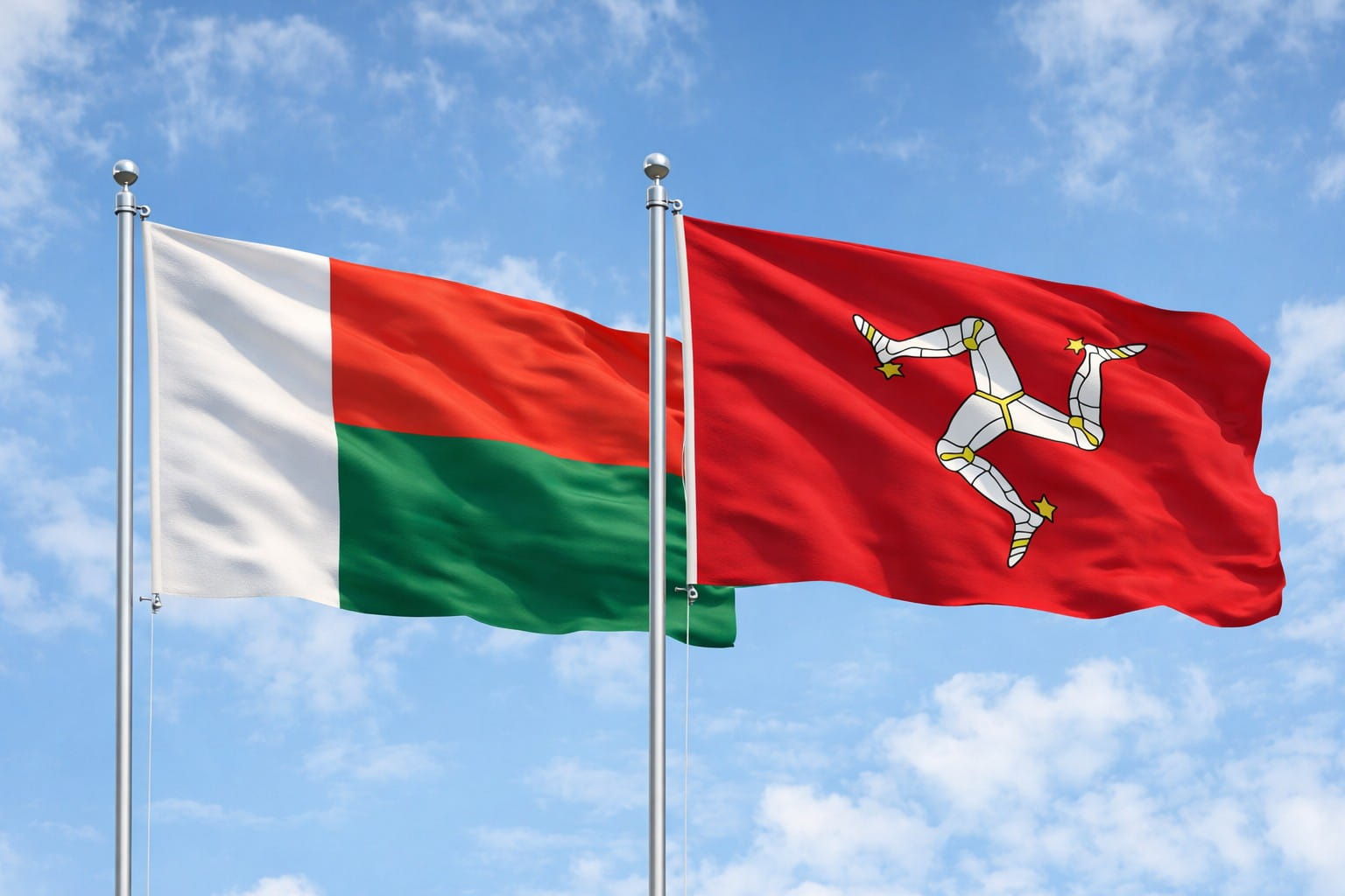 Madagascar Flag And Isle Of Man Flag