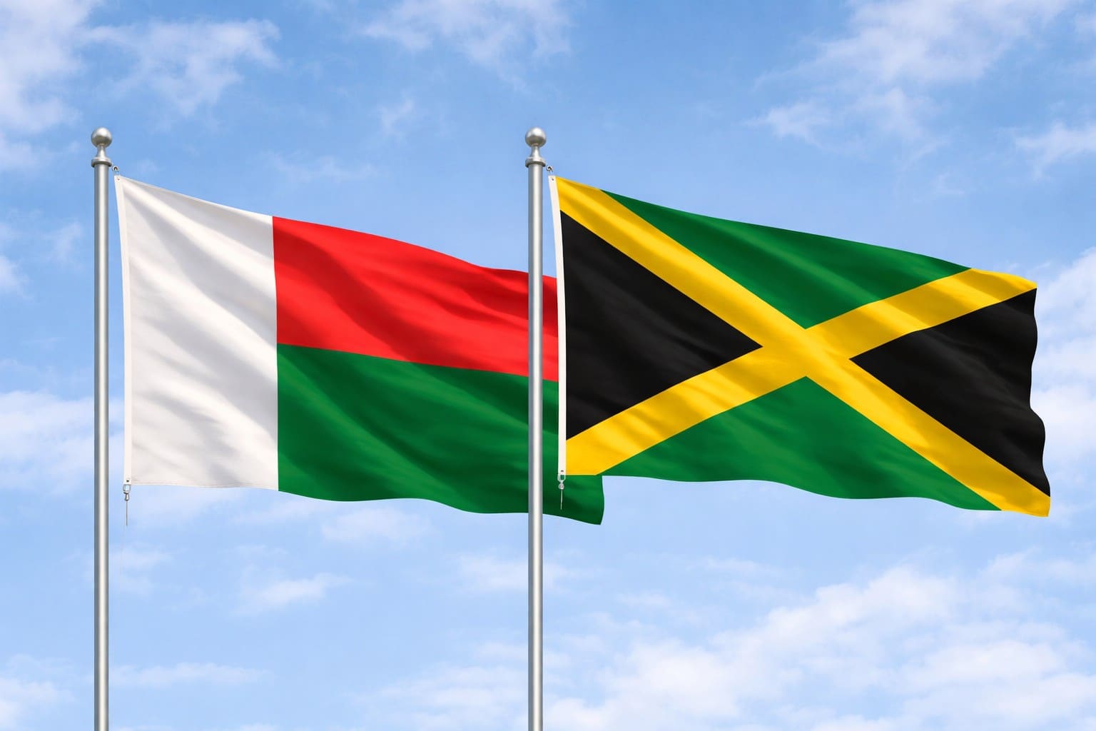 Madagascar Flag And Jamica Flag