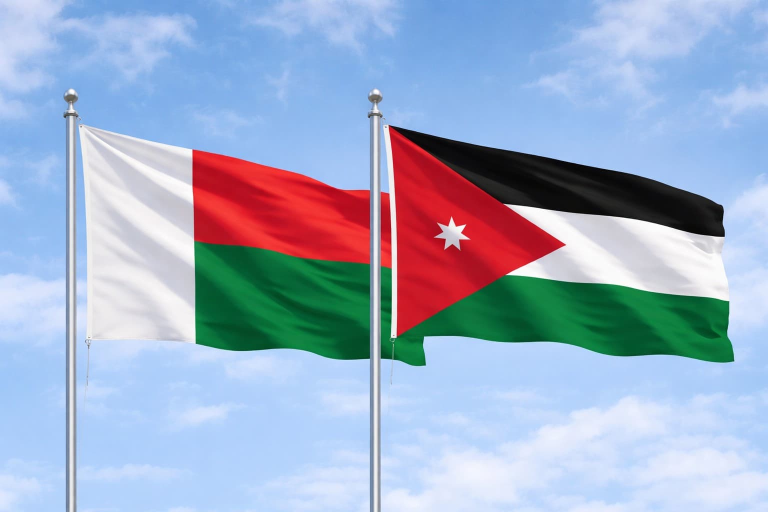 Madagascar Flag And Jordan Flag