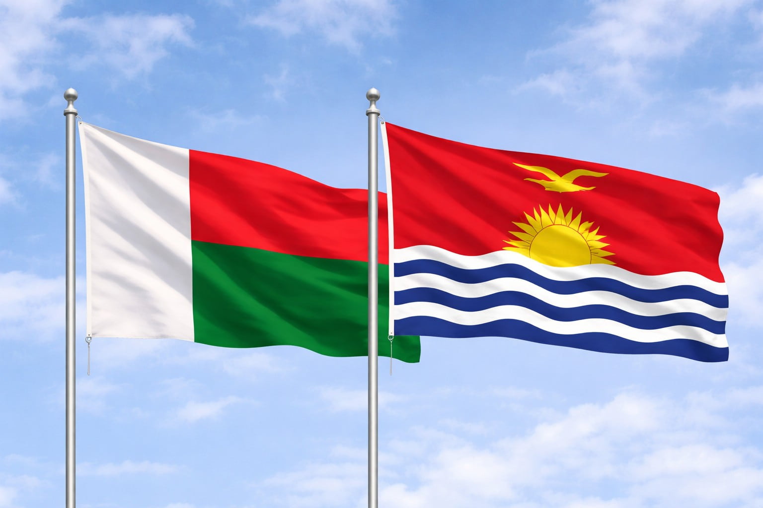 Madagascar Flag And Kiribati Flag