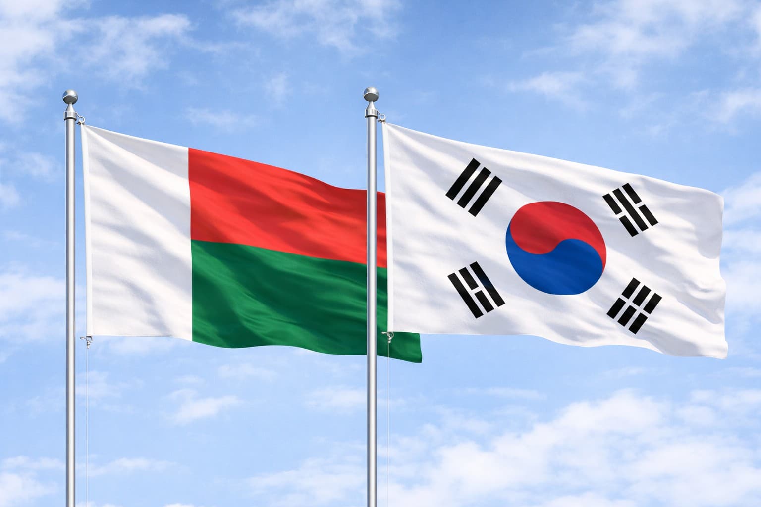 Madagascar Flag And Korea Republic Of South Flag
