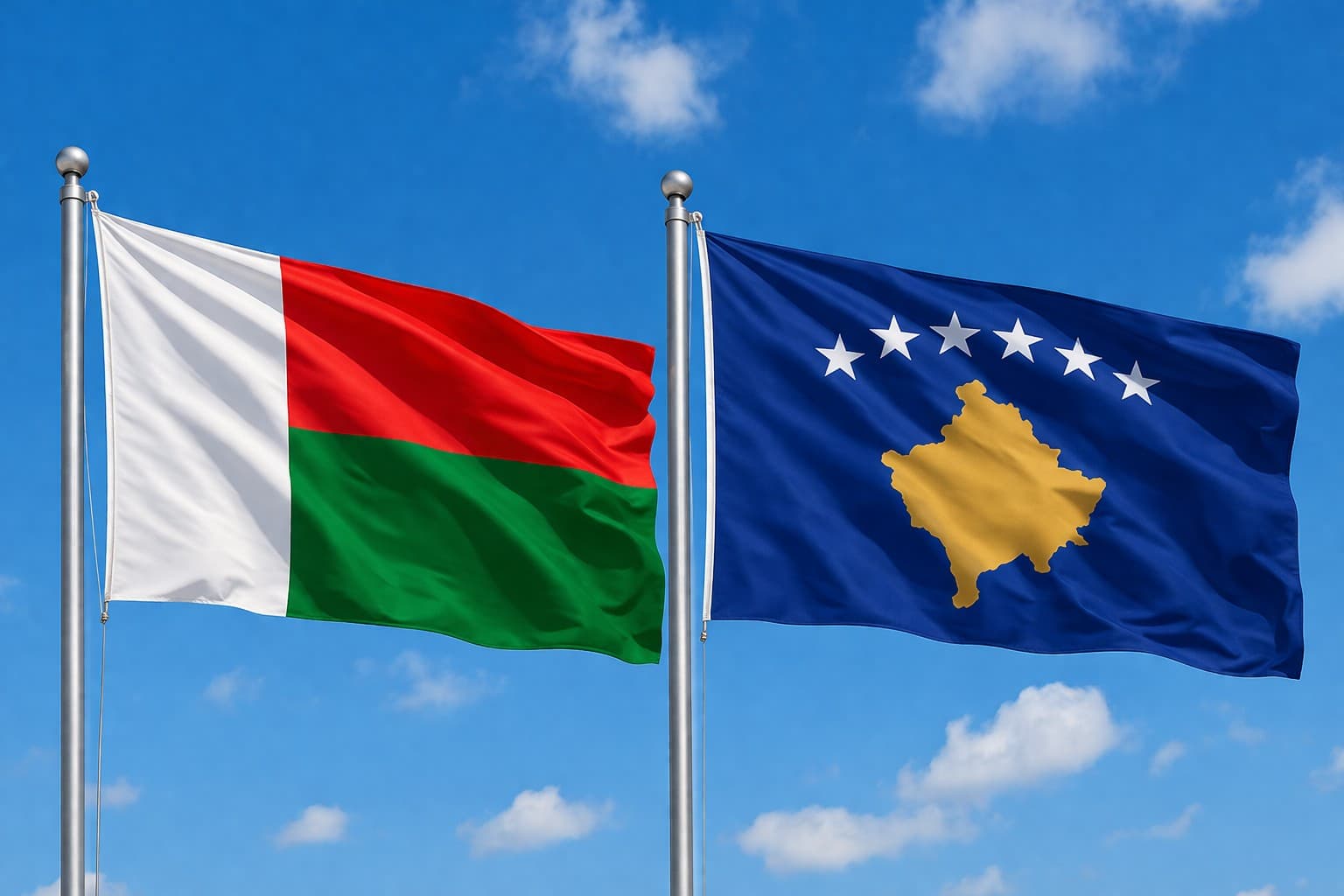 Madagascar Flag And Kosovo Flag