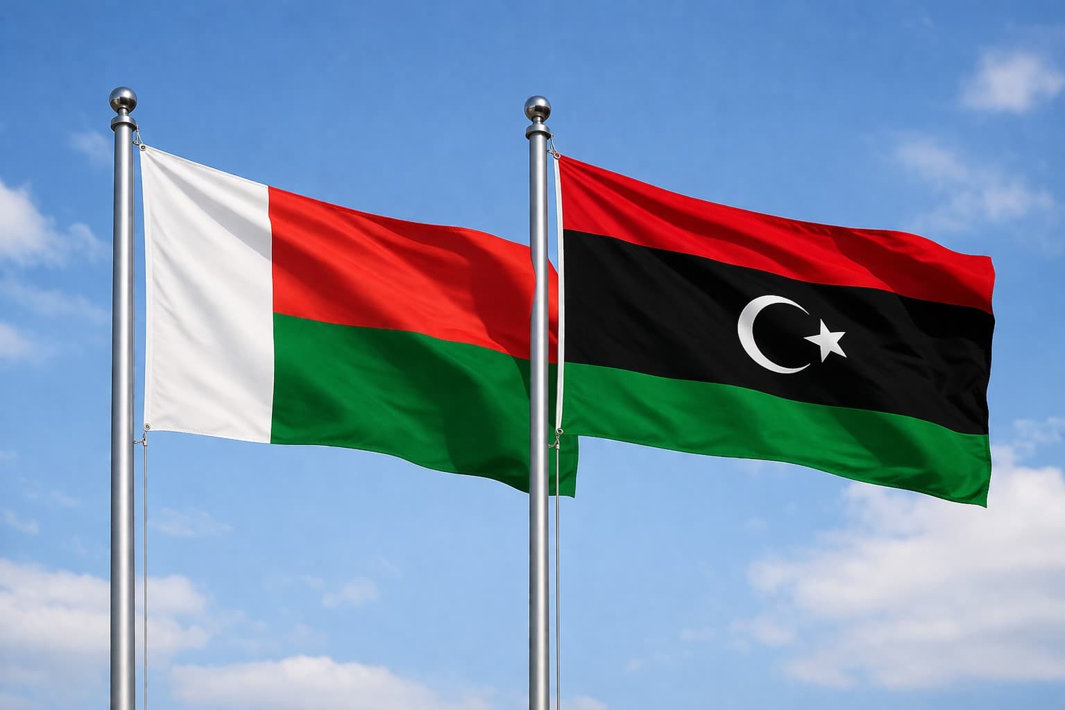 Madagascar Flag And Libya Flag
