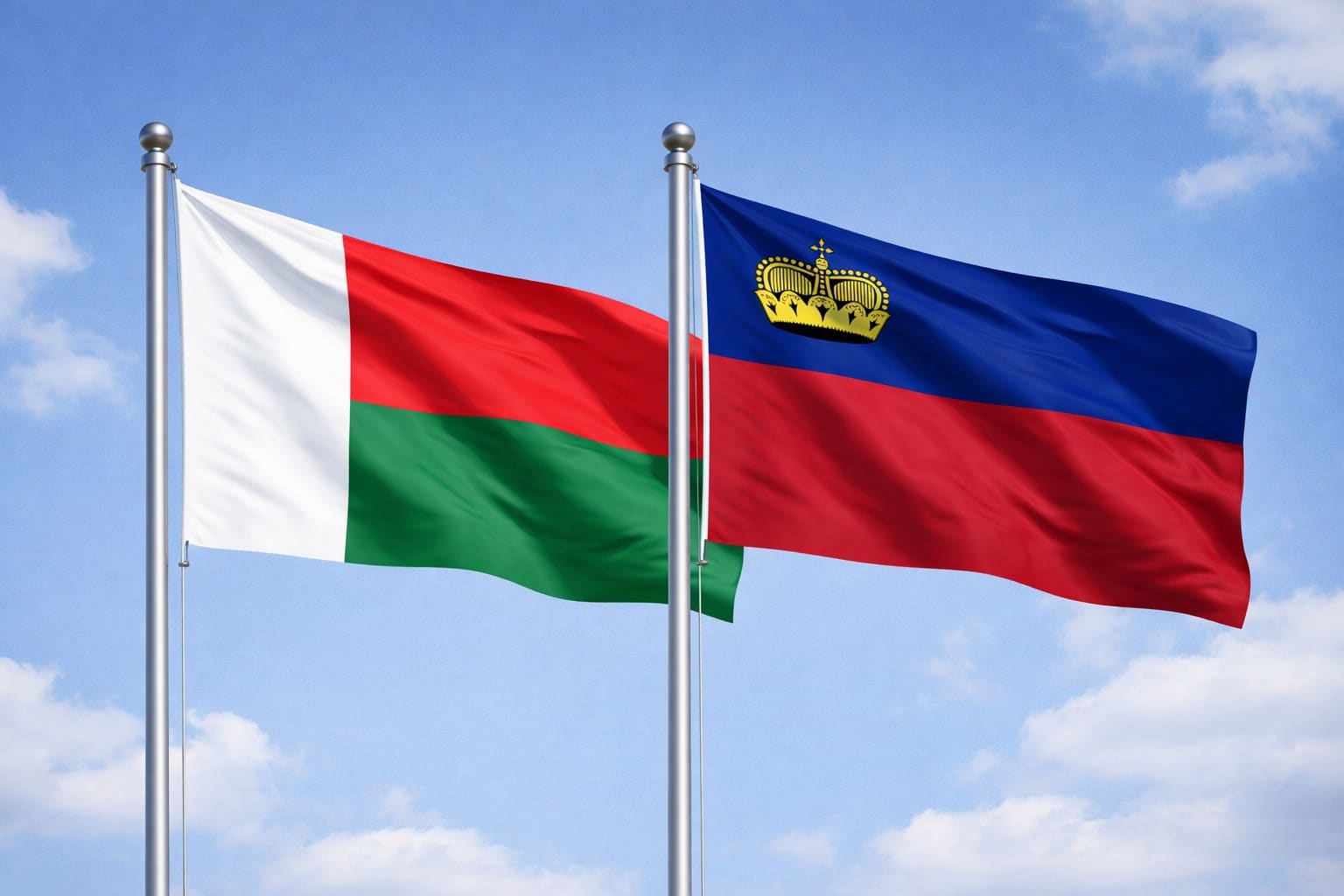 Madagascar Flag And Liechtenstein