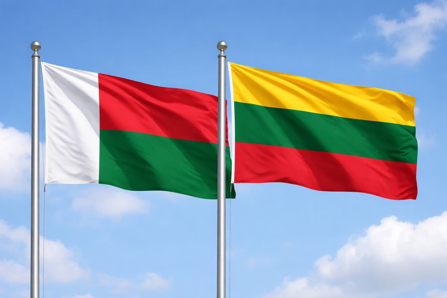 Madagascar Flag And Lithuania Flag