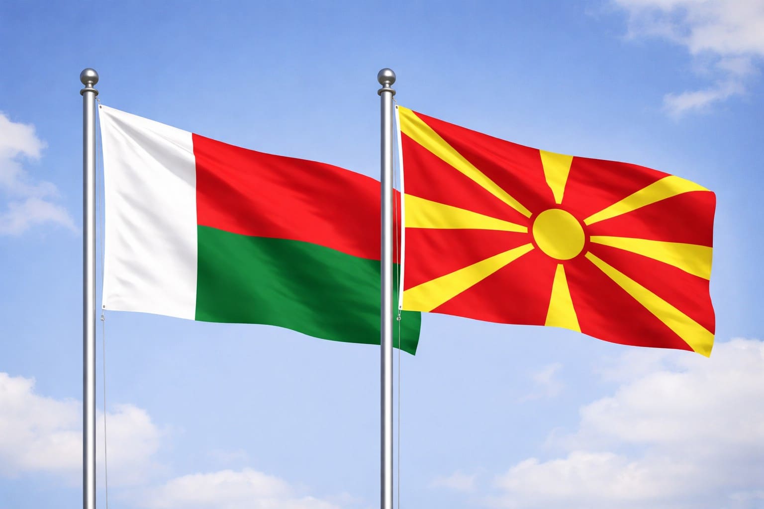 Madagascar Flag And Macedonia Flag