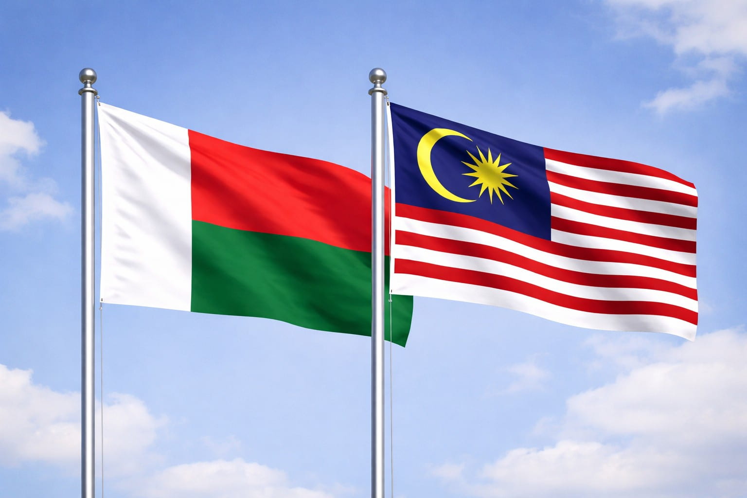 Madagascar Flag And Malaysia Flag