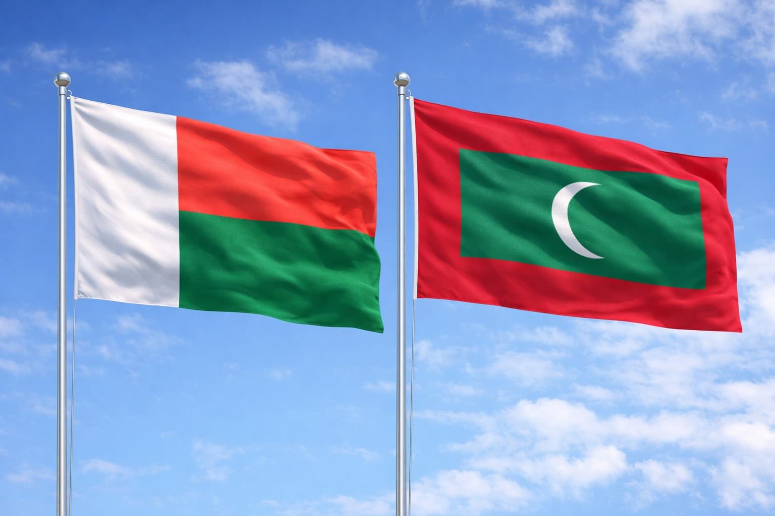 Madagascar Flag And Maldives Flag