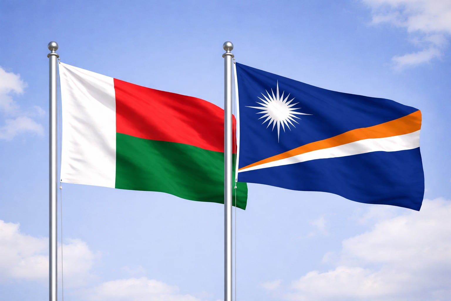 Madagascar Flag And Marshall Islands Flag