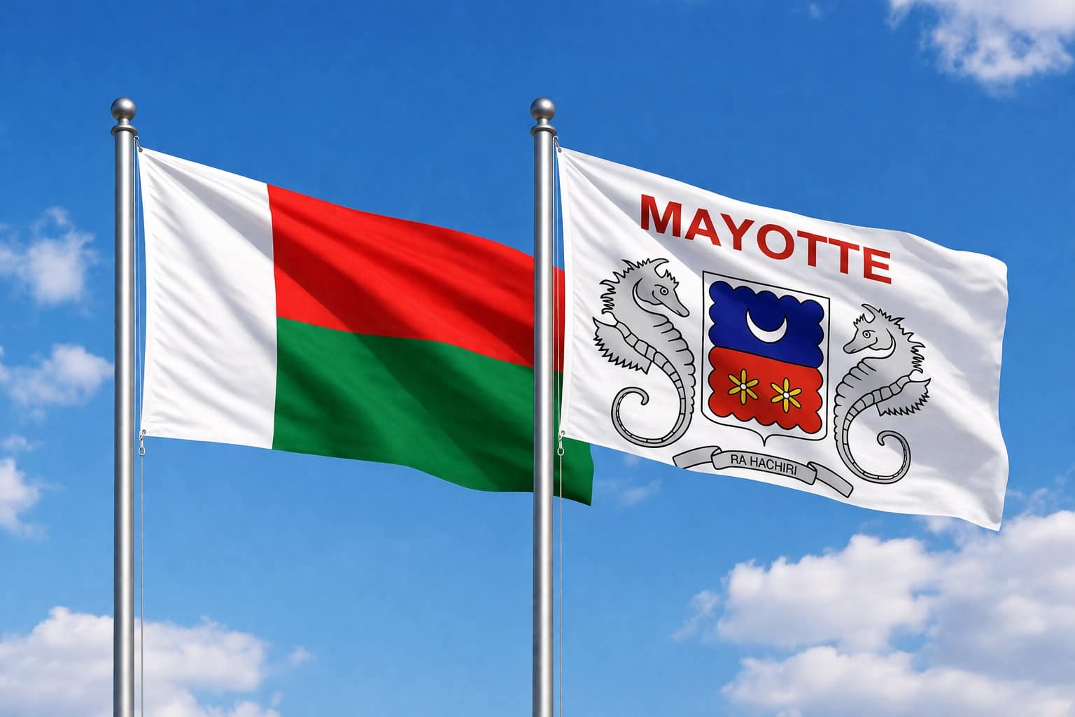 Madagascar Flag And Mayotte Flag