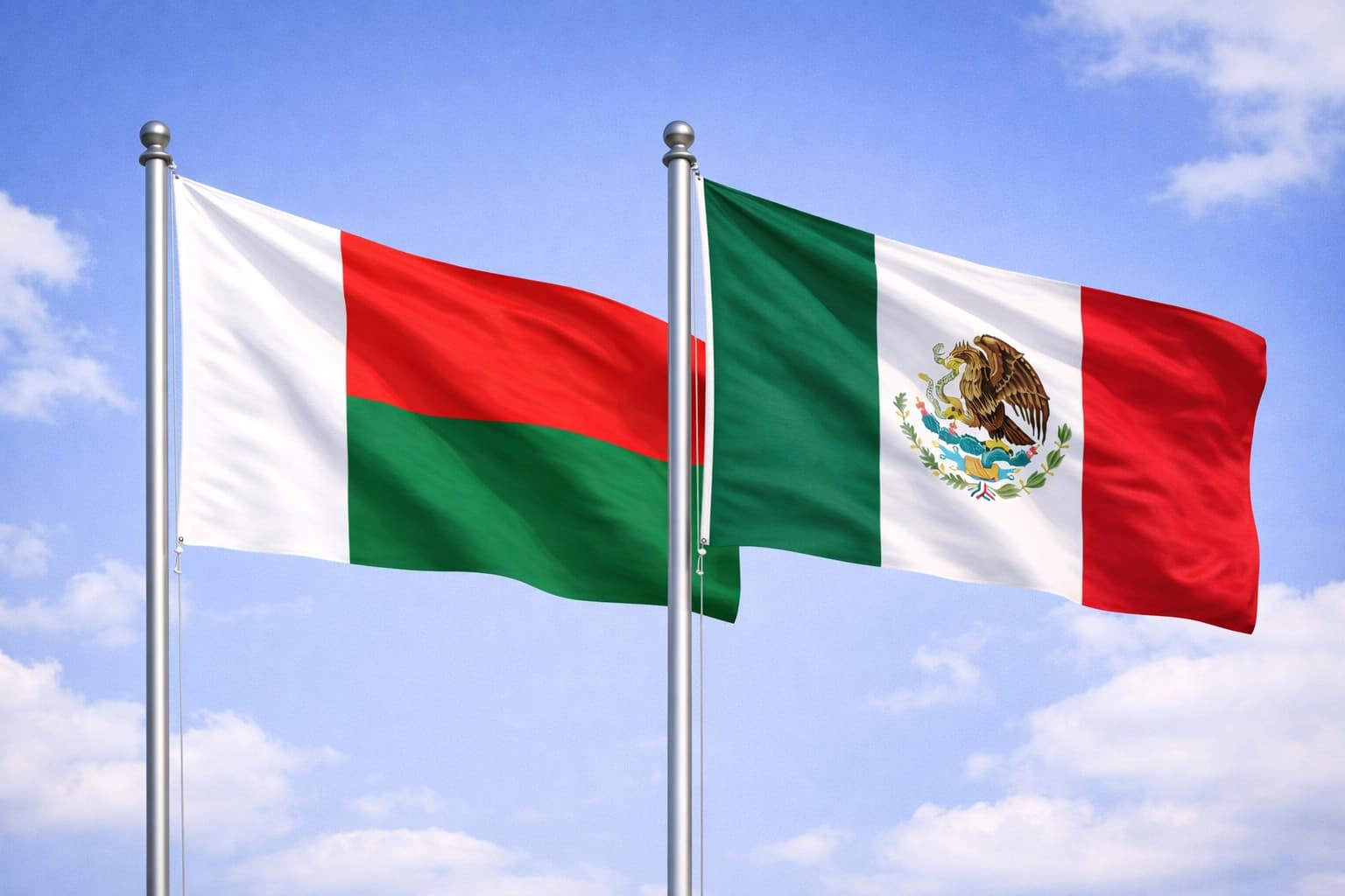 Madagascar Flag And Mexico Flag