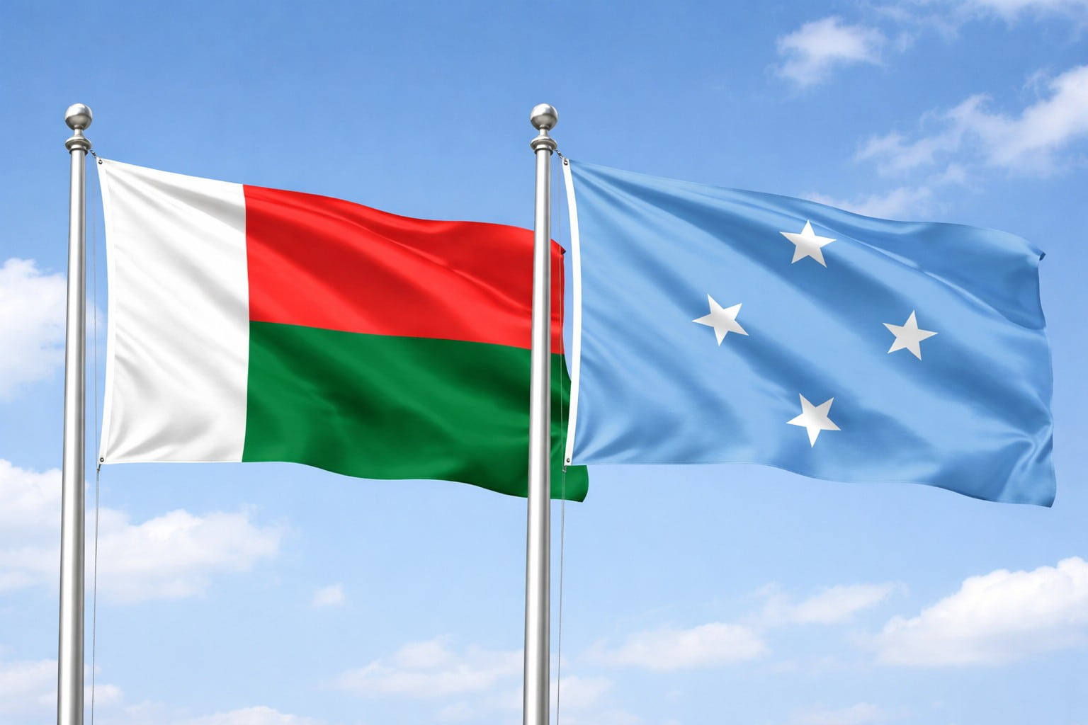 Madagascar Flag And Micronesia Flag