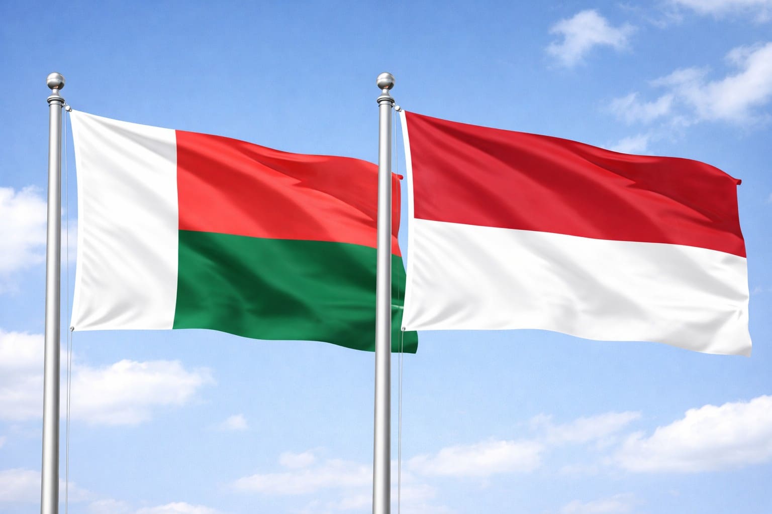 Madagascar Flag And Monaco Flag