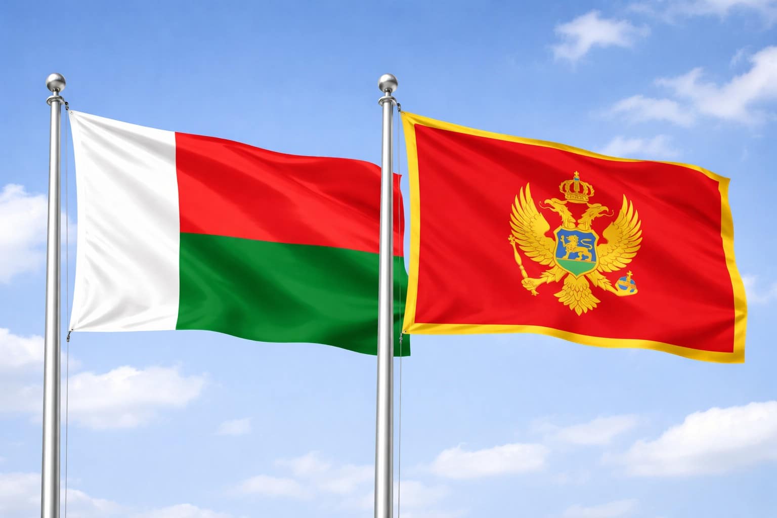 Madagascar Flag And Montenegro Flag