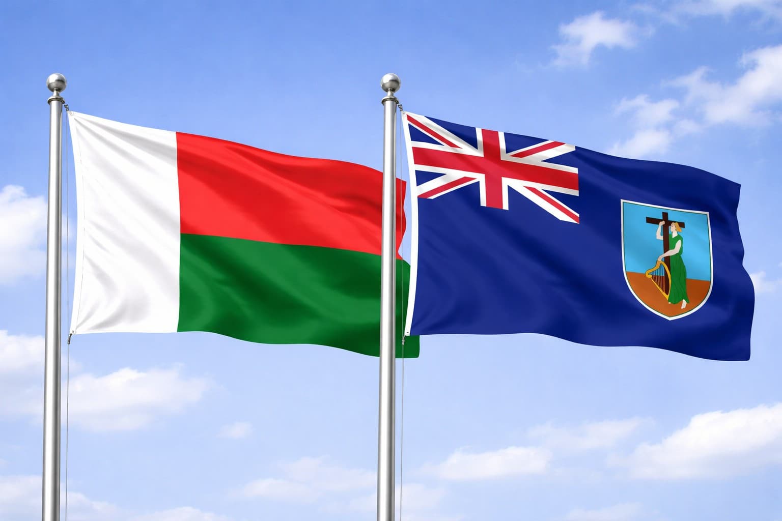 Madagascar Flag And Montserrat