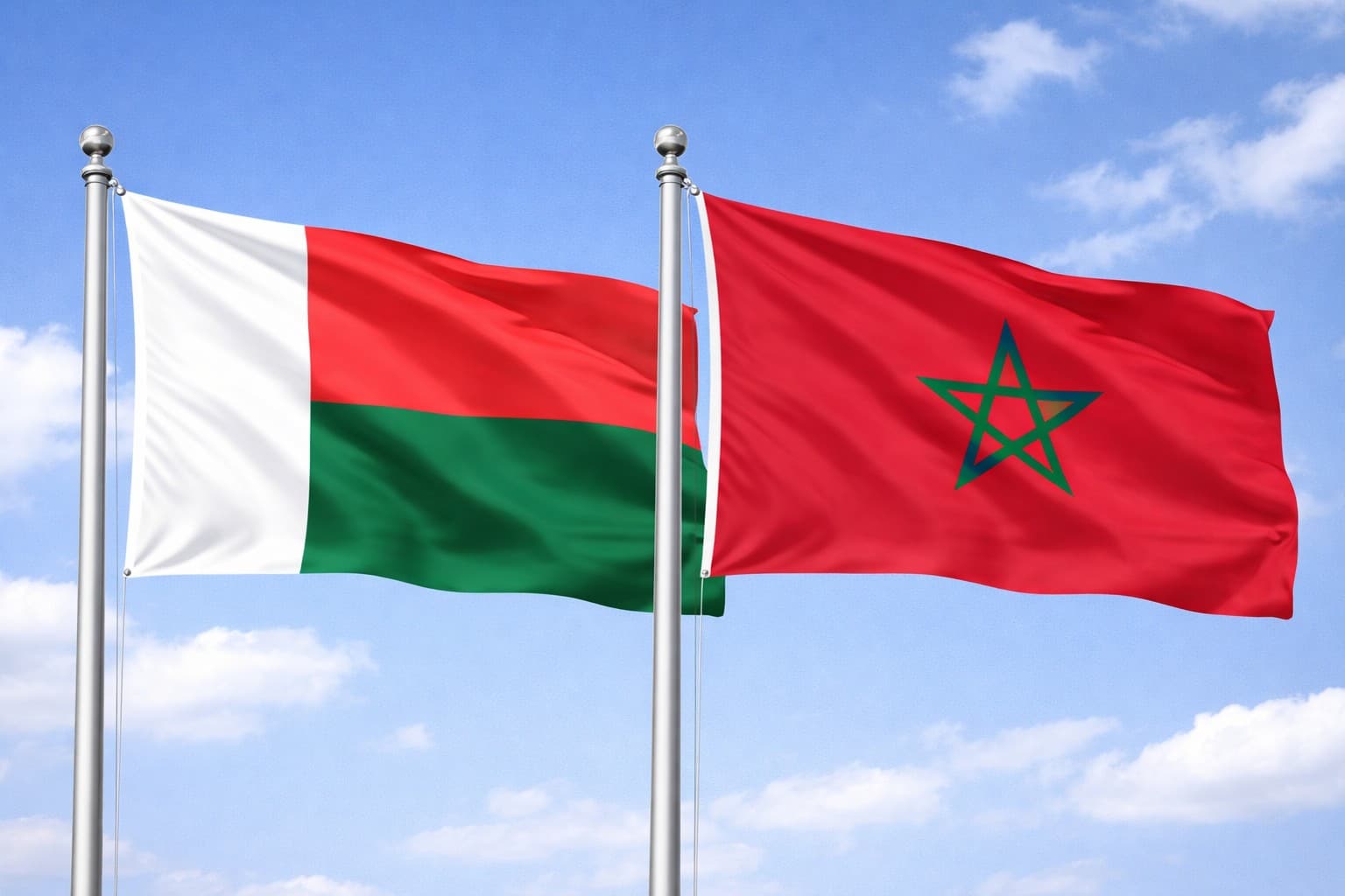 Madagascar Flag And Morocco Flag