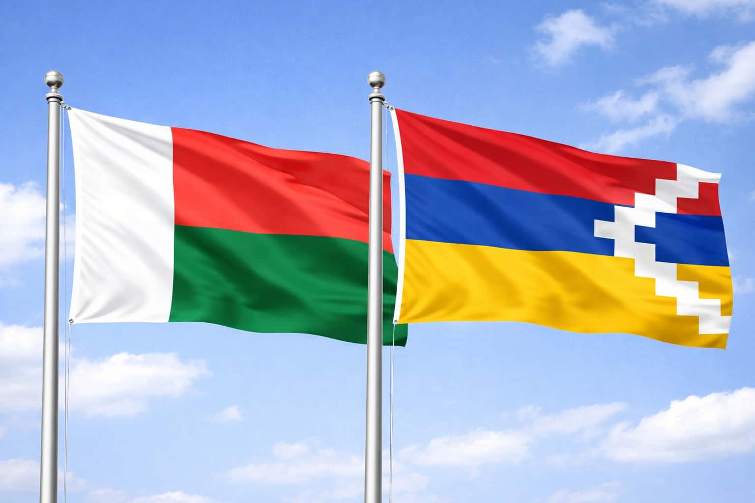 Madagascar Flag And Nagorno Karabakh Flag