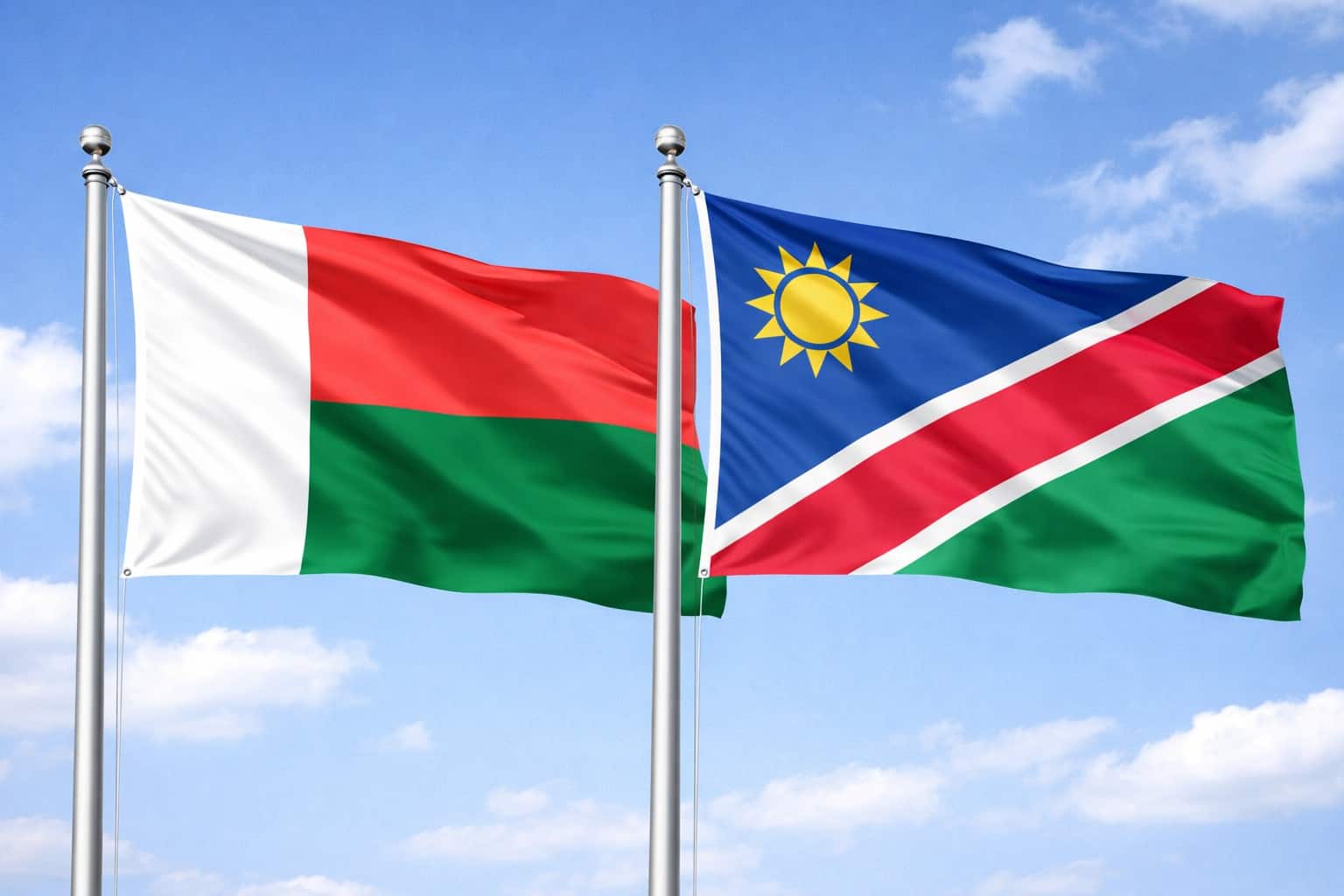 Madagascar Flag And Namibia Flag