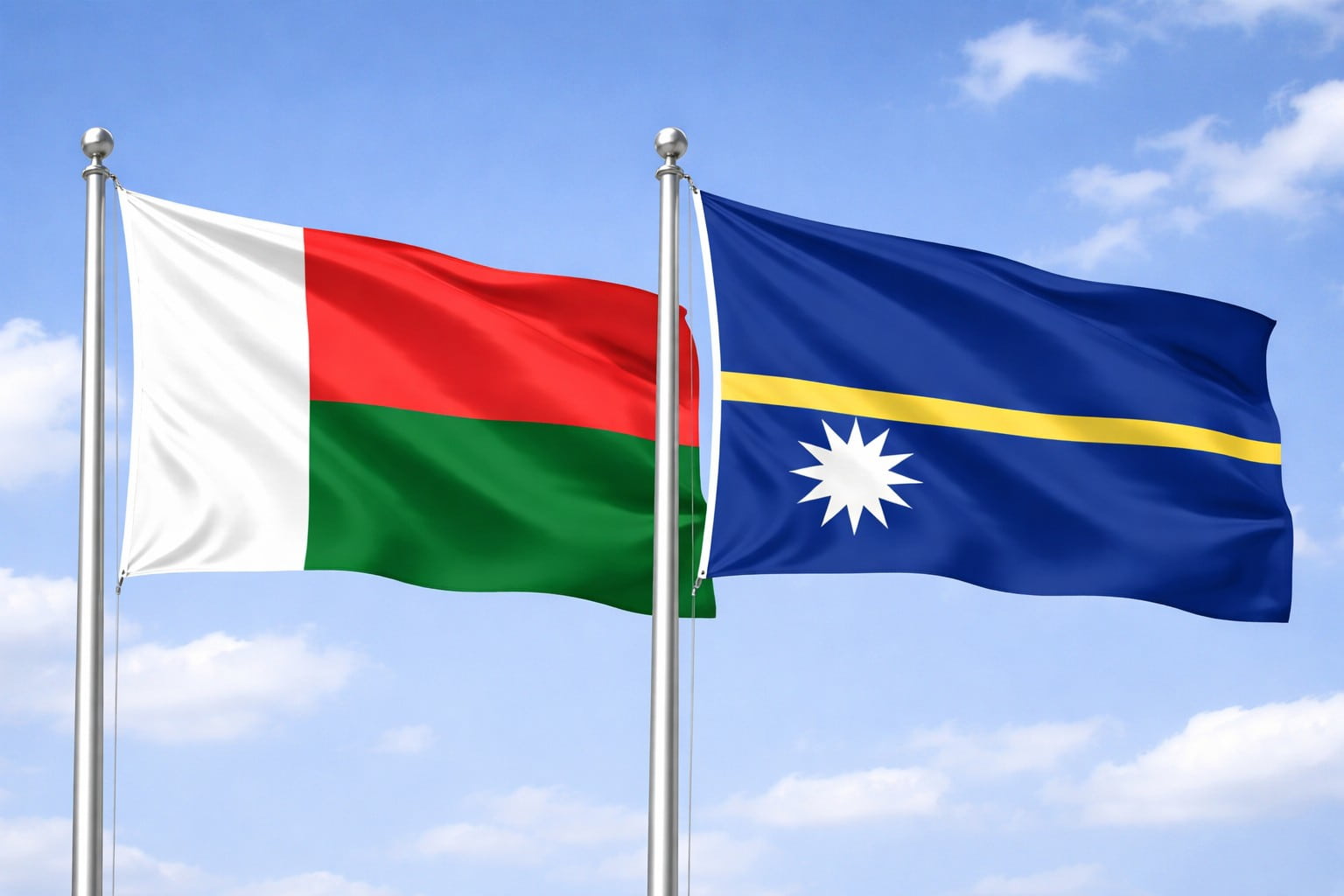 Madagascar Flag And Nauru Flag