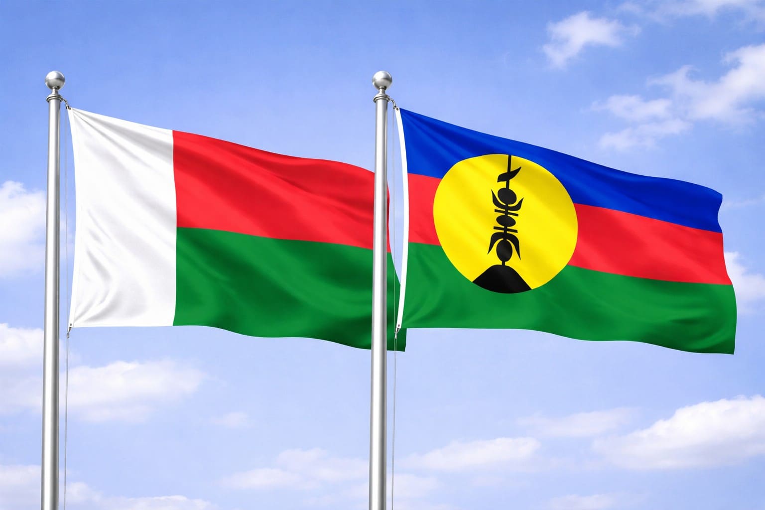 Madagascar Flag And New Caledonia Flag