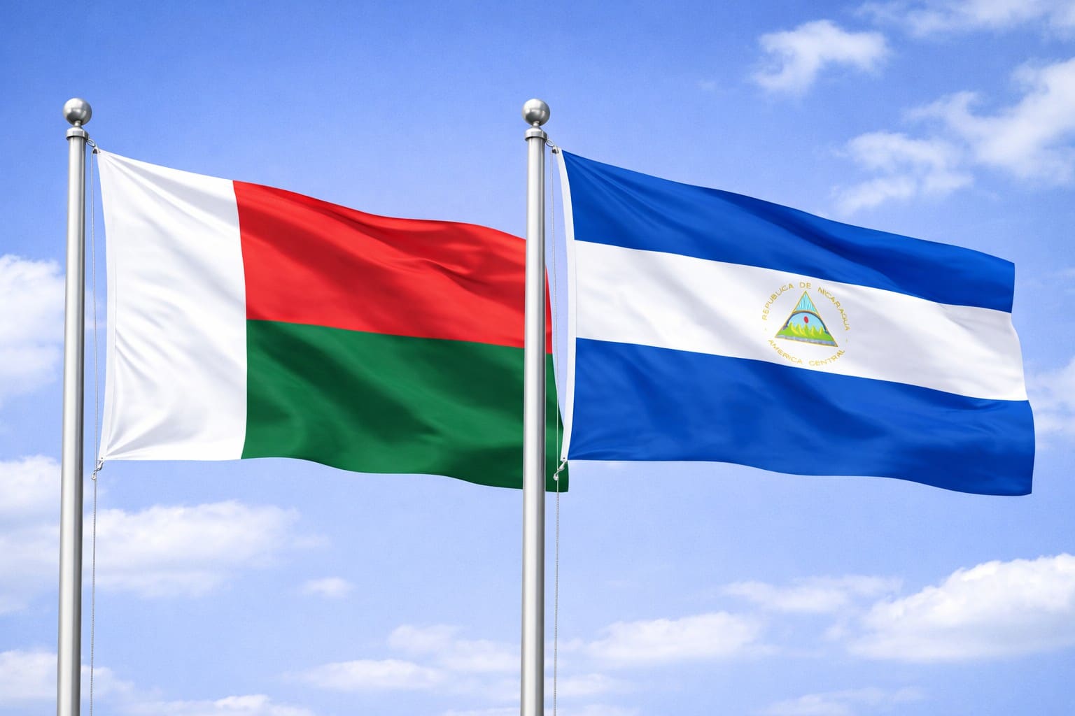 Madagascar Flag And Nicaragua Flag