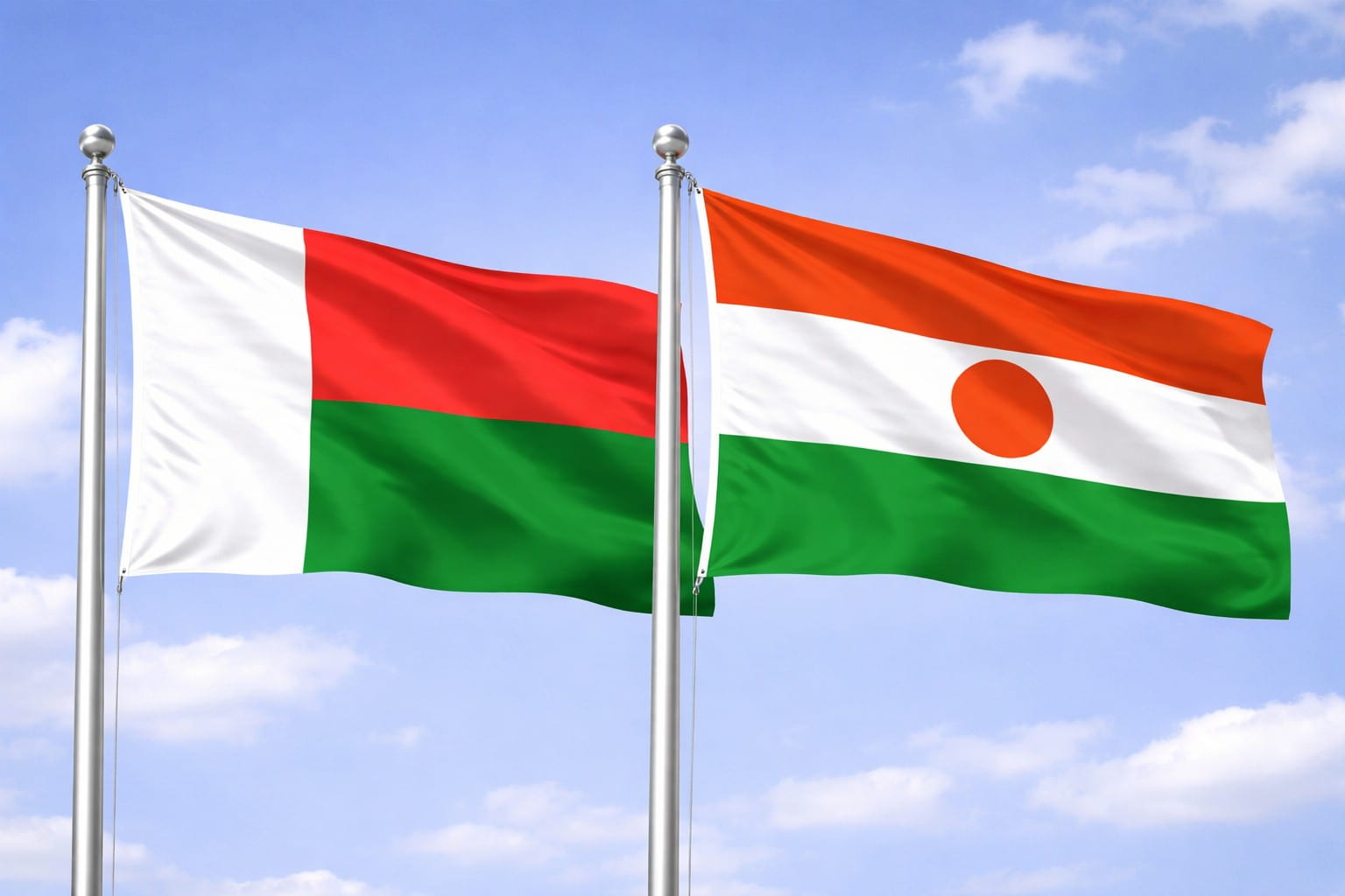 Madagascar Flag And Niger Flag