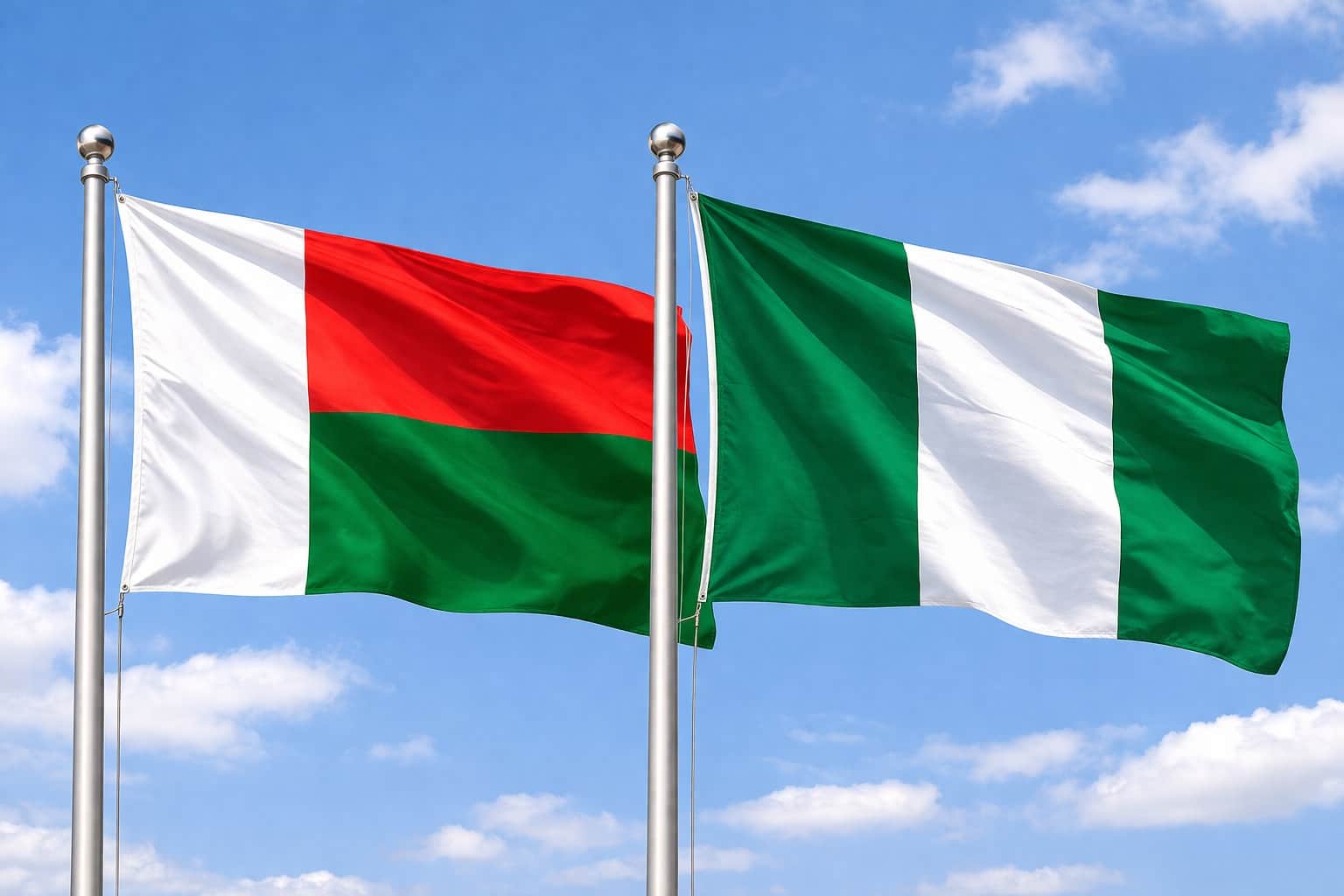 Madagascar Flag And Nigeria Flag