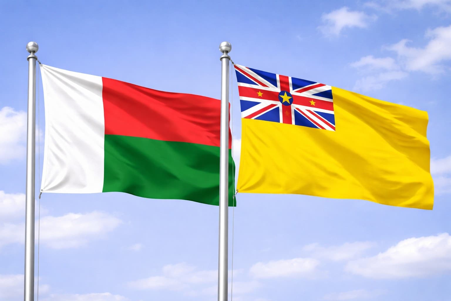Madagascar Flag And Niue Flag