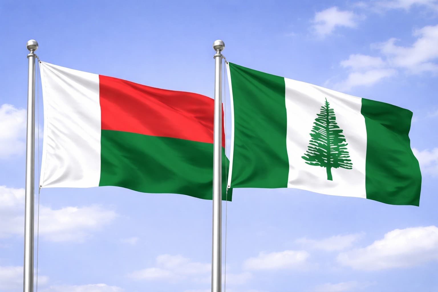 Madagascar Flag And Norfolk Island Flag