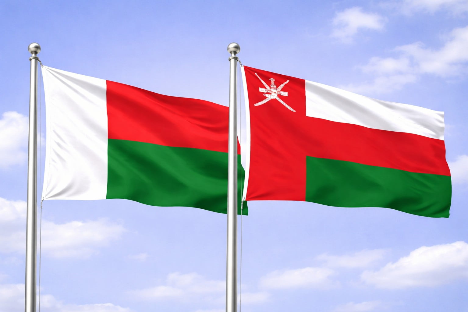 Madagascar Flag And Oman Flag