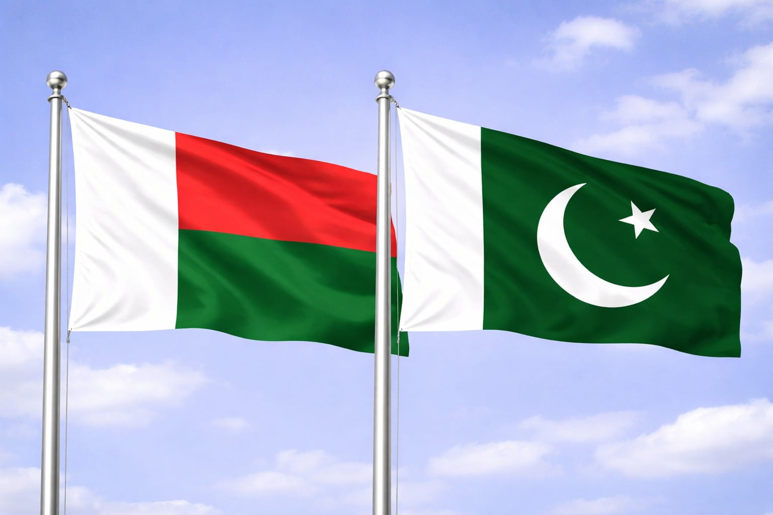 Madagascar Flag And Pakistan Flag