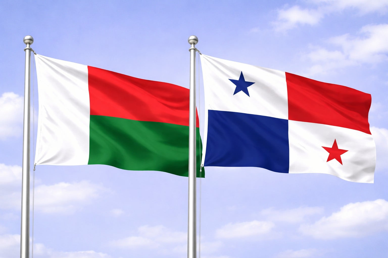 Madagascar Flag And Panama Flag