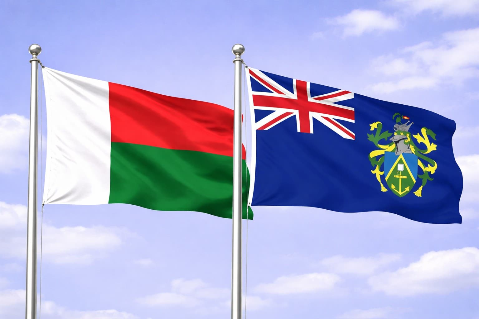 Madagascar Flag And Pitcairn Flag