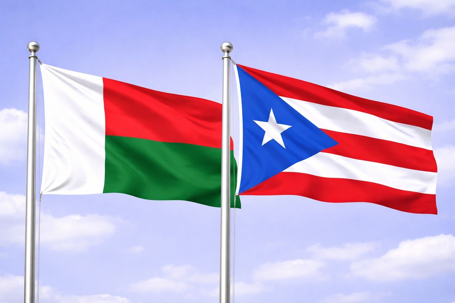 Madagascar Flag And Puerto Flag