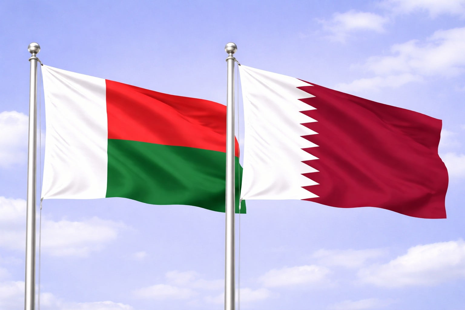 Madagascar Flag And Qatar Flag