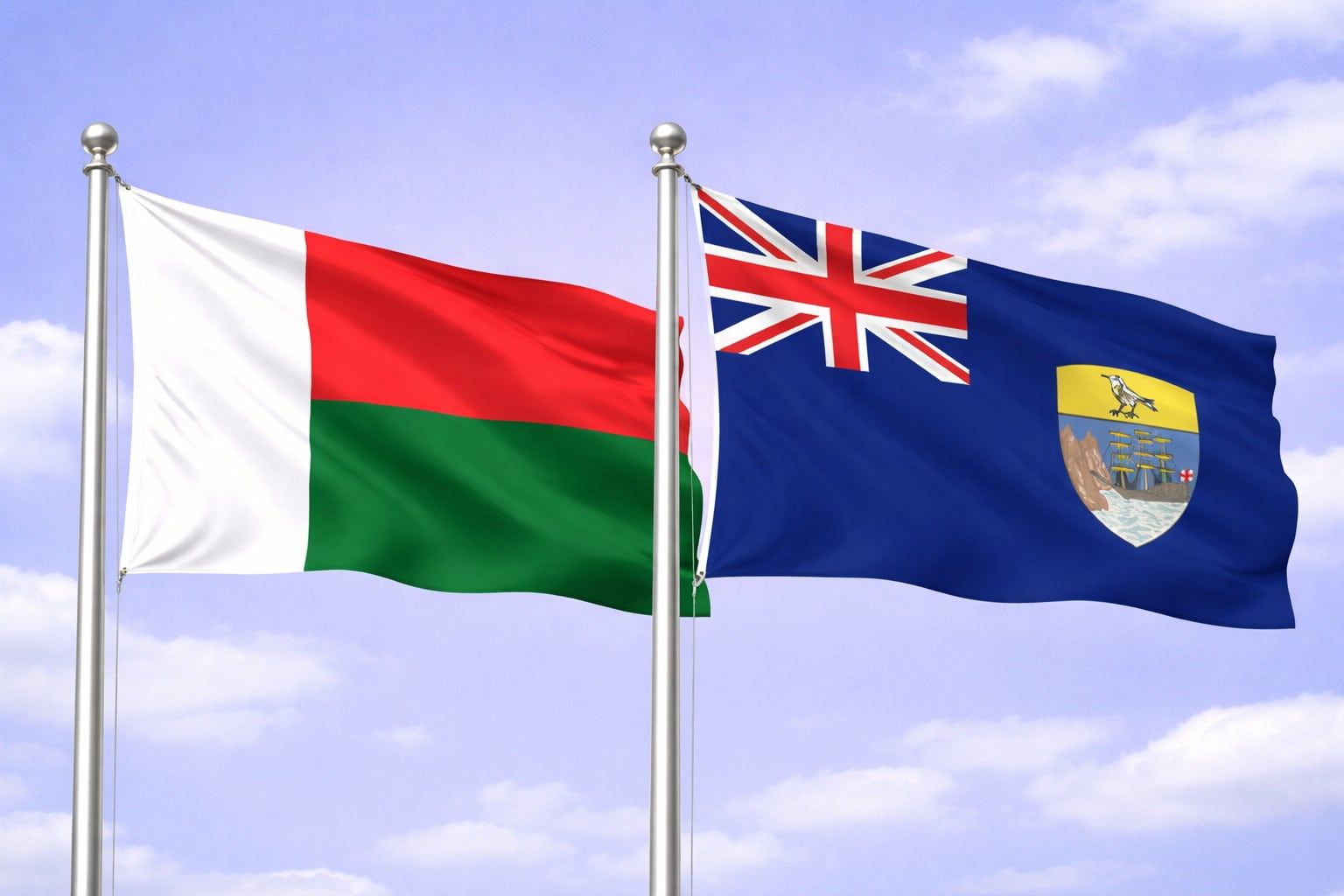 Madagascar Flag And Saint Helena Ascension And Tristan Da Cunha Flag